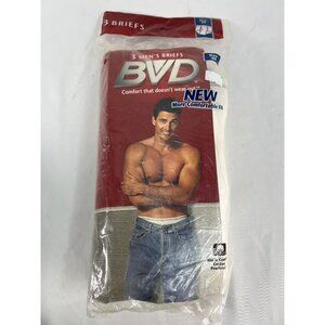 Vintage 1996 BVD Men’s Briefs 3 Pack White Size 40 NOS Sealed Underwear